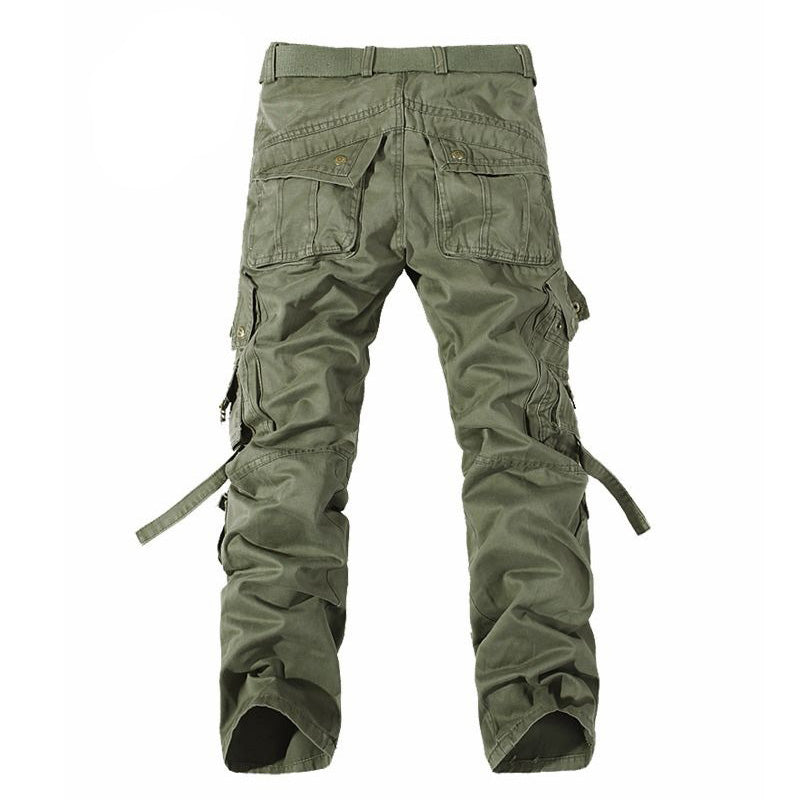 Army green cargo pants for men with large pockets, ideal for tactical use and everyday wear.