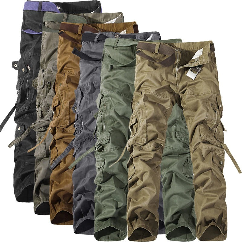 Variety of army green and tactical cargo pants for men with big pockets, perfect for casual wear and multi-tasking.