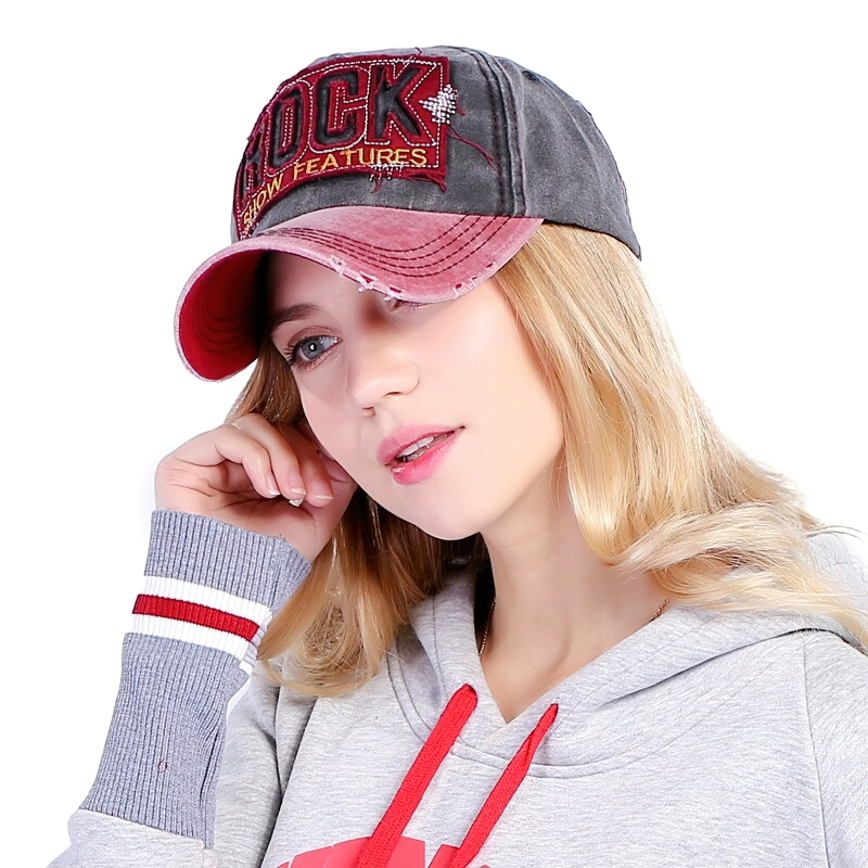Stylish unisex baseball cap with rock embroidery, perfect accessory for modern fashion lovers.