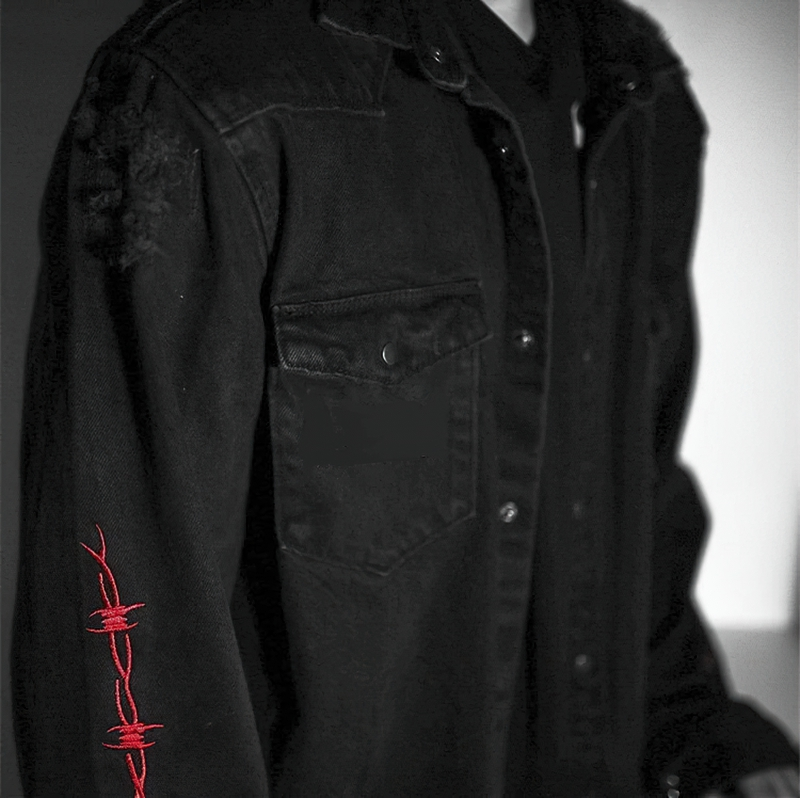 Casual Black Denim Jacket For Men / Gothic Style / Alternative Fashion - HARD'N'HEAVY