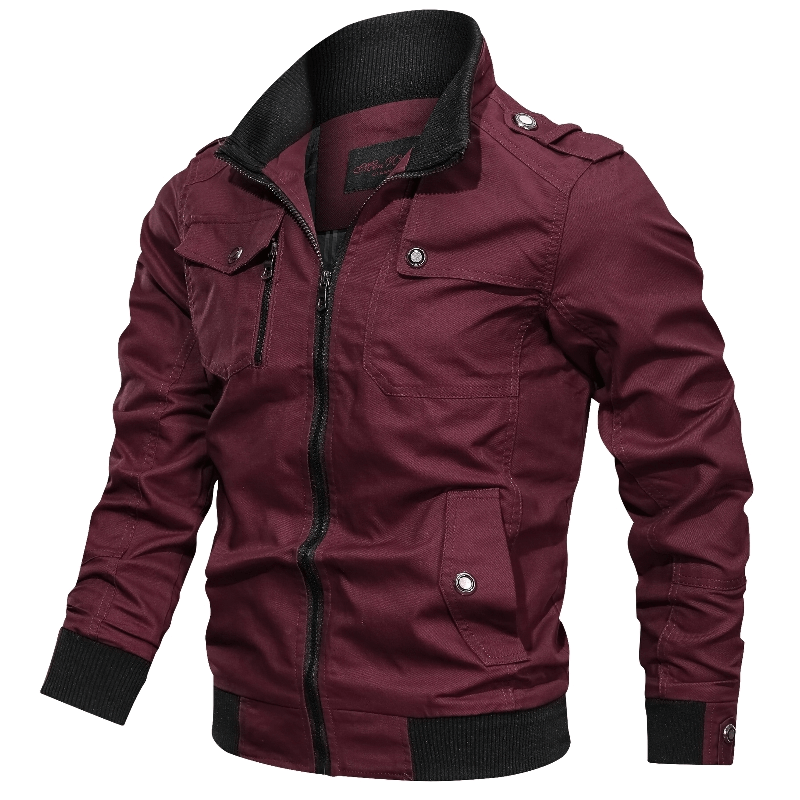 Buy CRYSULLY Men's Fall Fashion Long Sleeve Lightweight Cargo Jacket  Military Front Zip Coat Jacket Khaki/US L/tag4XL at Amazon.in