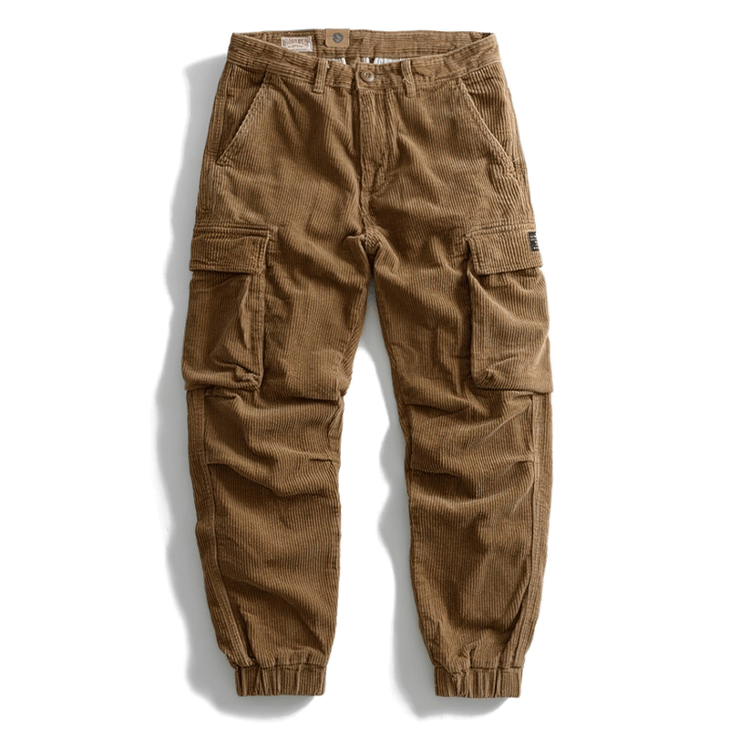 Casual Corduroy Cargo Pants in Two Colors / Stylish Male Trousers with Big Pockets