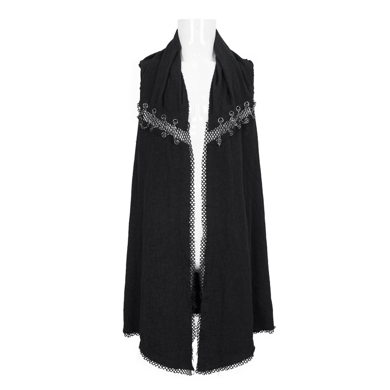 Casual Cross Chain Loose Waistcoat For Men / Gothic Punk Style Cotton Long Vest