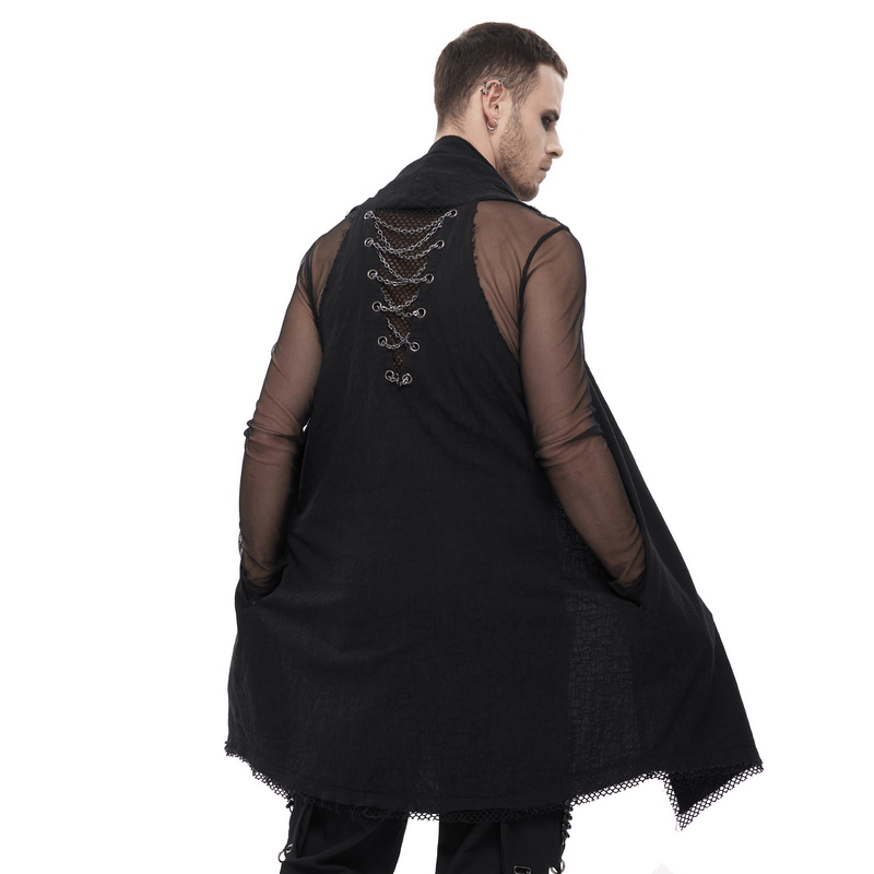 Casual Cross Chain Loose Waistcoat For Men / Gothic Punk Style Cotton Long Vest
