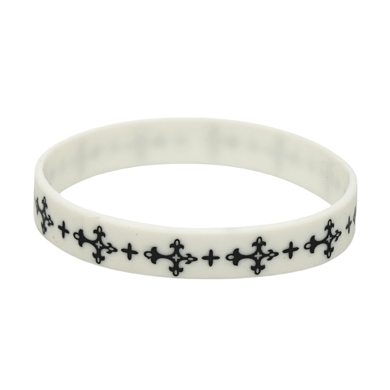 Casual Cross Silicone Fashion Wristband / Black and White Sports Rubber Bracelets