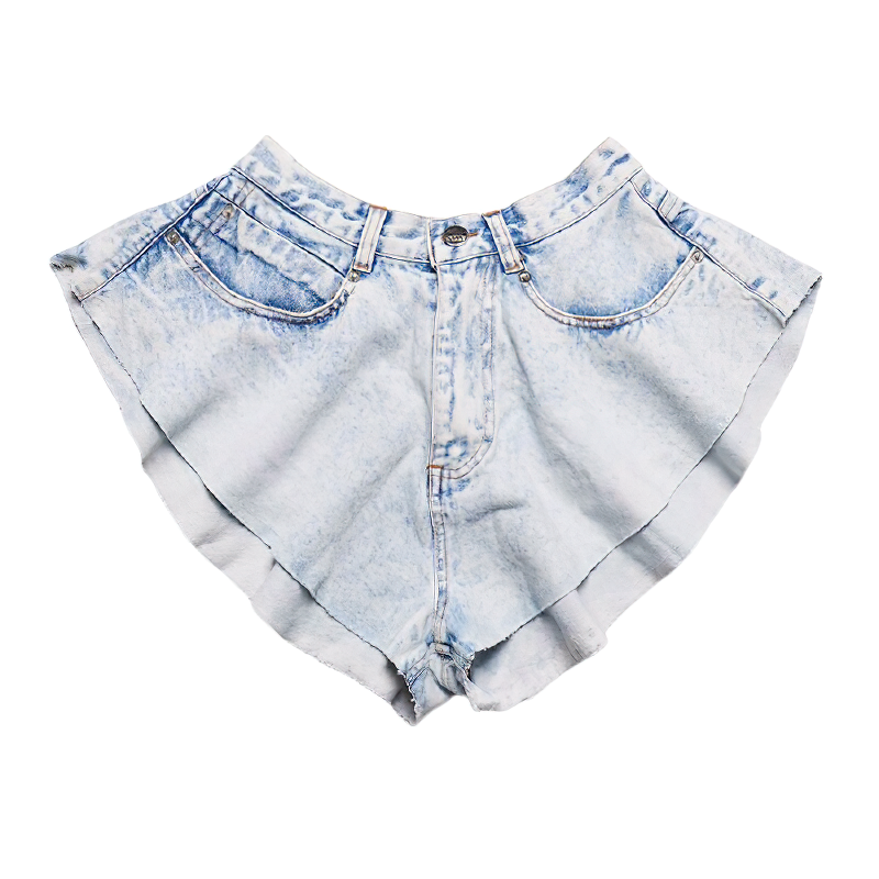 Casual high-waisted denim shorts for women, featuring pockets and a trendy loose fit, perfect for summer outings.