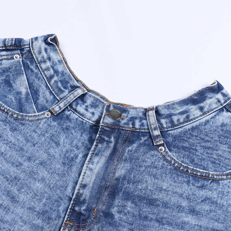 Casual high-waist denim shorts for women featuring a stylish button closure and soft faded fabric.