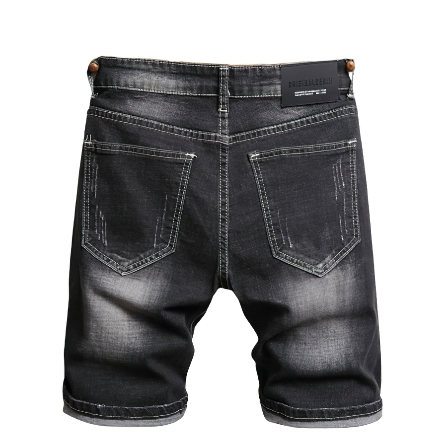 Black Male Denim Shorts Knee Length Bermuda Men's Short Jeans