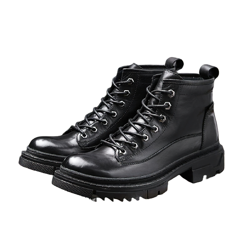Casual High Boots Of Genuine Leather For Men / Male Shoes Of Thick Heel / Fashion Footwear - HARD'N'HEAVY