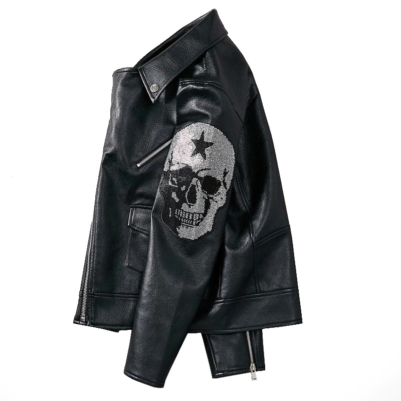 Casual Jacket Men with Skull on Sleeves / Male Motorcycle Jackets Rock Style - HARD'N'HEAVY