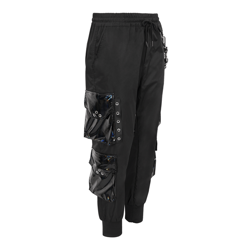 Shop Solid Ankle-Length Cargo Pants with Pockets and Chain Online | Max  Qatar