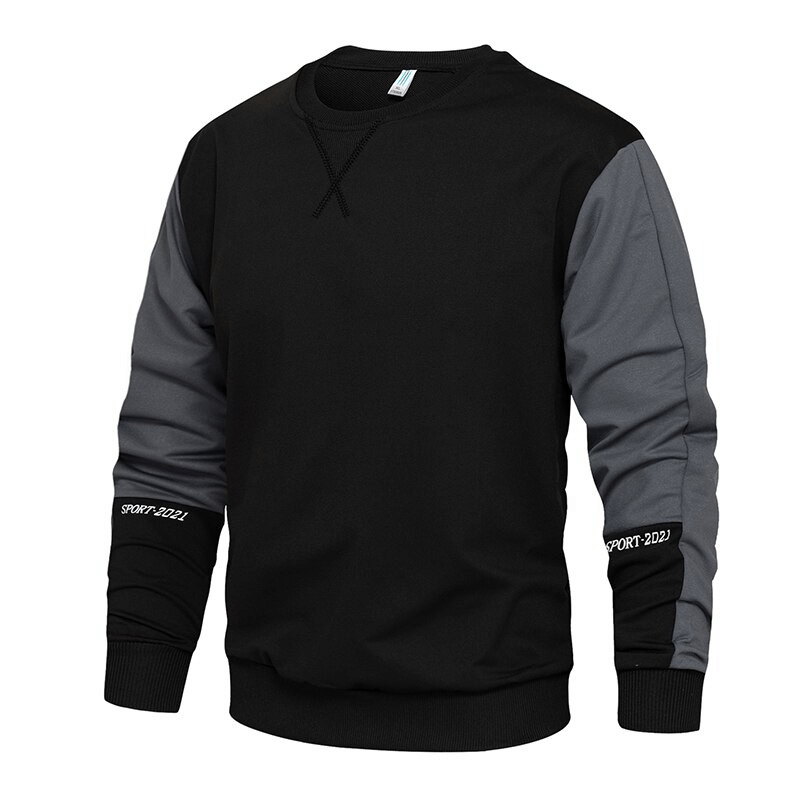 Casual Men's O-Neck Patchwork Sweatshirt / Comfortable Loose Polyester Pullovers
