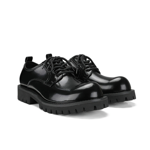 Lässige Herrenschuhe aus echtem Leder, große Flatform / modischer runder Stiefel / stilvolle Herrenschuhe 