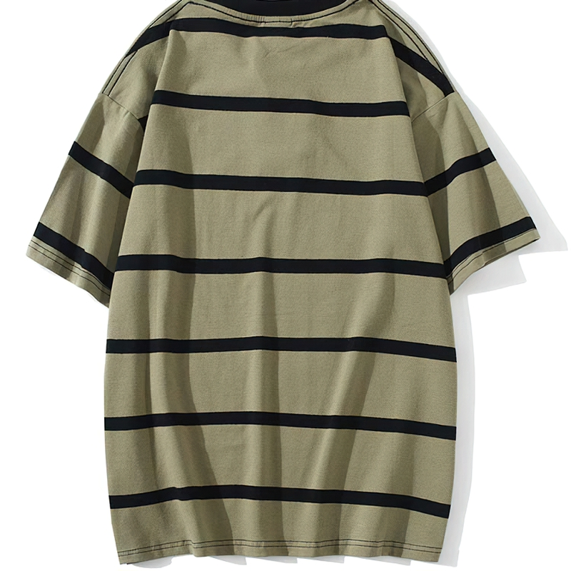 Casual Men's T Shirt / Cool Male Streetwear / Vintage Black Striped Oversized T Shirt - HARD'N'HEAVY