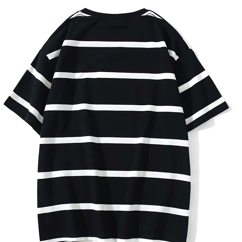 Men's vintage black striped oversized t-shirt, featuring a casual style and quality fabric for ultimate comfort.
