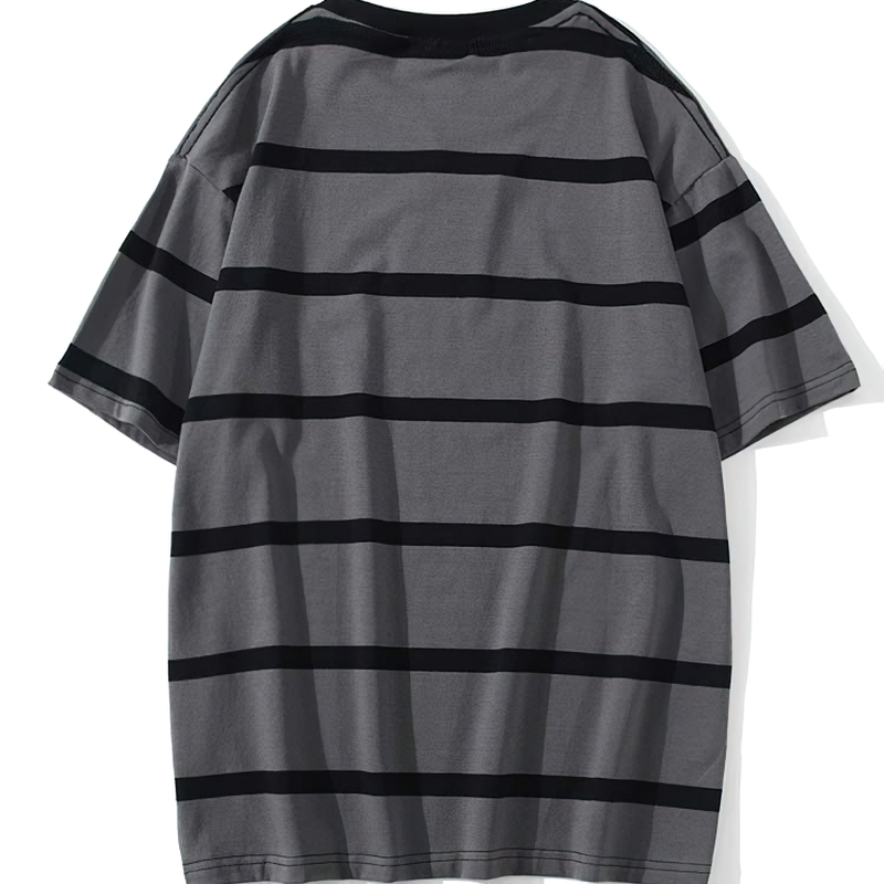 Oversized vintage black striped t-shirt for men, perfect for casual streetwear style.