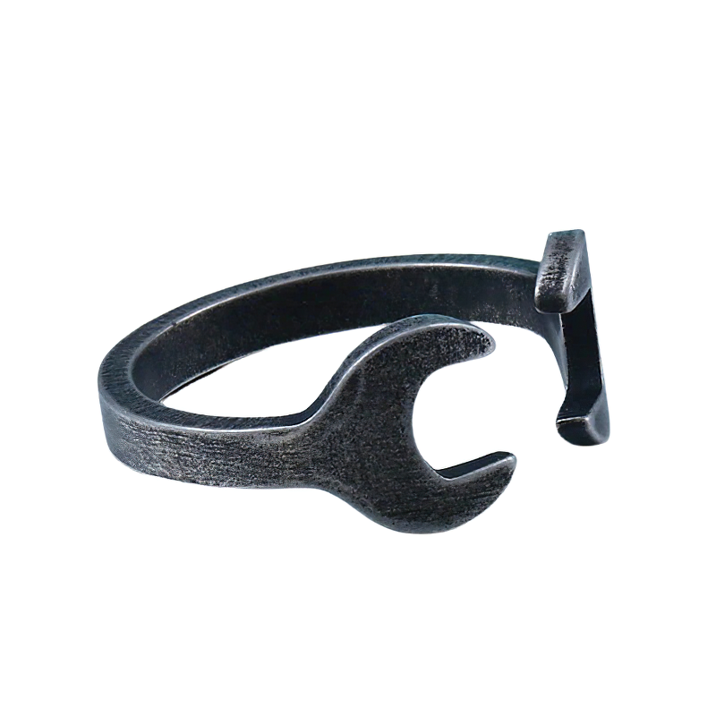 Unisex vintage stainless steel wrench ring in casual style, perfect for adding edge to your wardrobe.