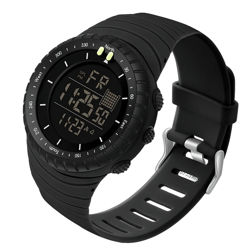 Casual military electronic watch for men with multifunctional features and shockproof waterproof design.
