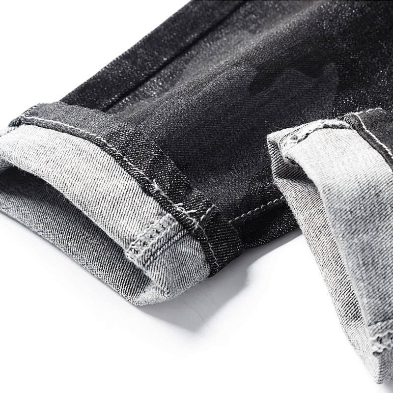 Casual Original Black Camouflage Jeans / Fashion Zipper Fly Denim Pants for Men