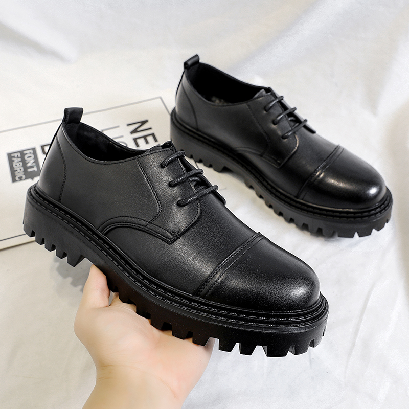 Casual Oxford Shoes For Men / Black PU Leather Boots / Alternative Style Men's Shoes - HARD'N'HEAVY