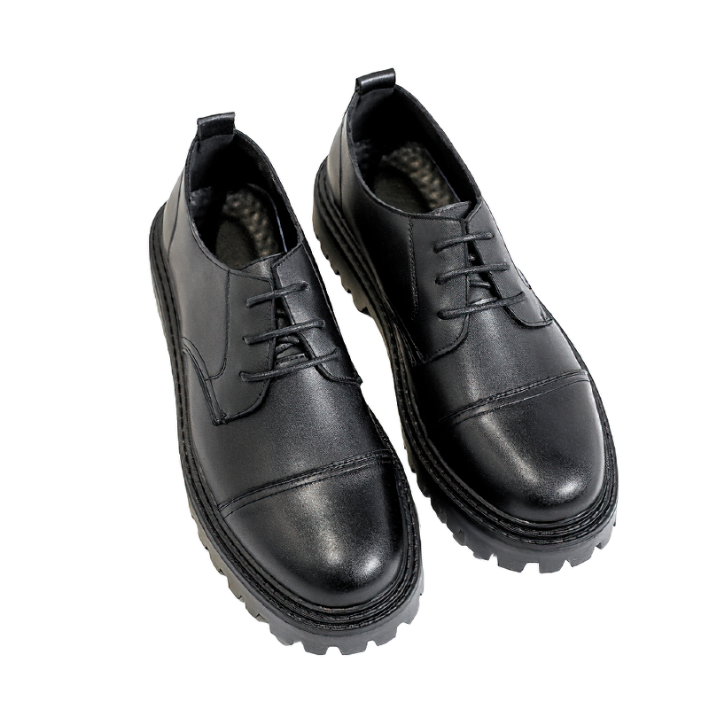 Casual Oxford Shoes For Men / Black PU Leather Boots / Alternative Style Men's Shoes - HARD'N'HEAVY