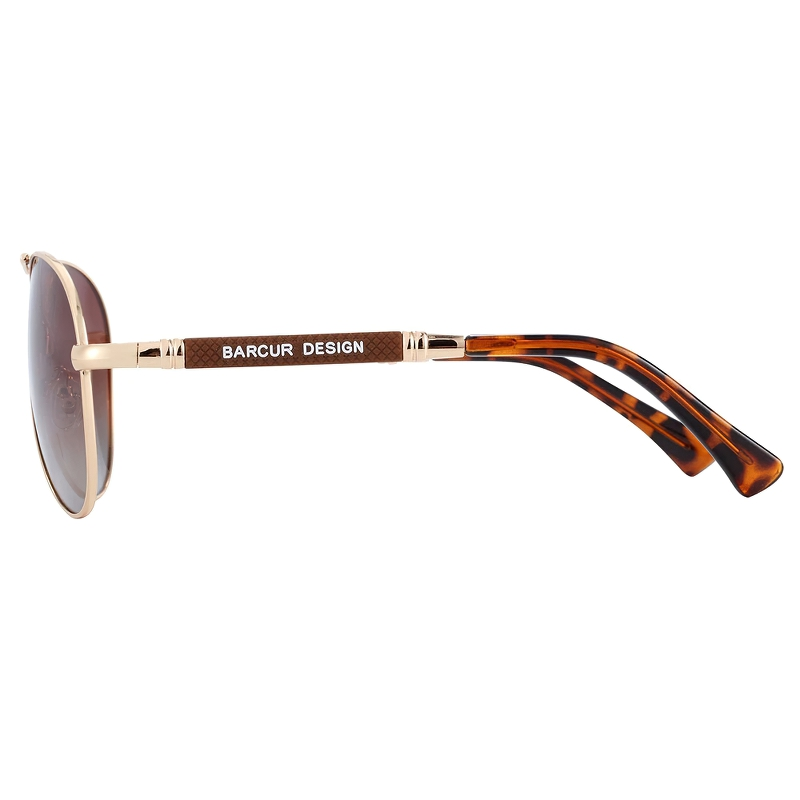 Side view of stylish unisex polarized sunglasses featuring a tortoiseshell design and reflective lenses.