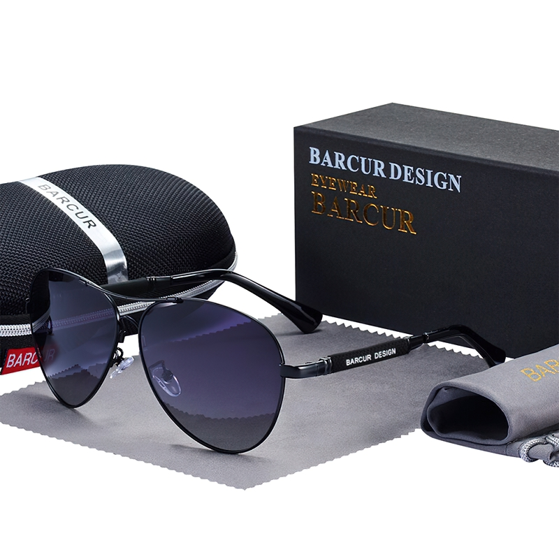 Stylish unisex polarized gradient sunglasses with case from Barcur Design, perfect casual accessory for any occasion.