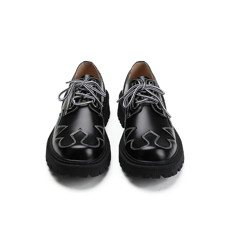 Casual Shoes For Men With Round Of Big Toe / Male PU Leather Footwear Of Stylish Pattern - HARD'N'HEAVY