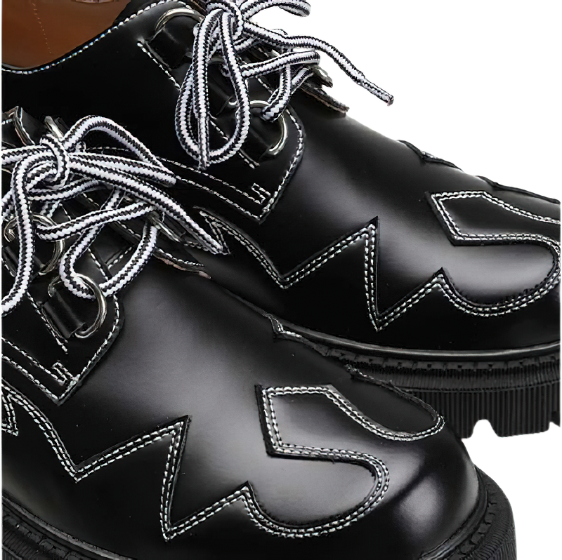 Casual Shoes For Men With Round Of Big Toe / Male PU Leather Footwear Of Stylish Pattern - HARD'N'HEAVY