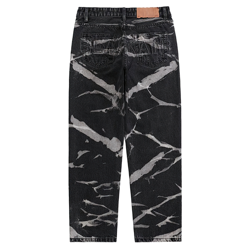 Casual Spotted Denim Male Pants / Ripped Loose Jeans for Men with Pockets