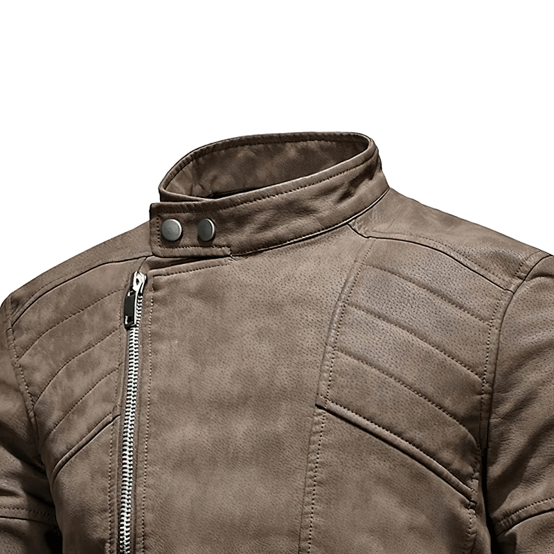 Casual Stand Collar Fleece Jackets / Vintage Men's Soft Faux Leather Motorcycle Jackets