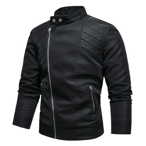 Chaquetas informales de forro polar con cuello alto/Chaquetas de moto de piel sintética suave para hombre vintage