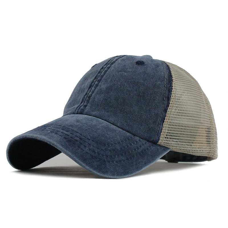 Stylish unisex cotton baseball cap with mesh back, perfect for casual outfits and sunny days.