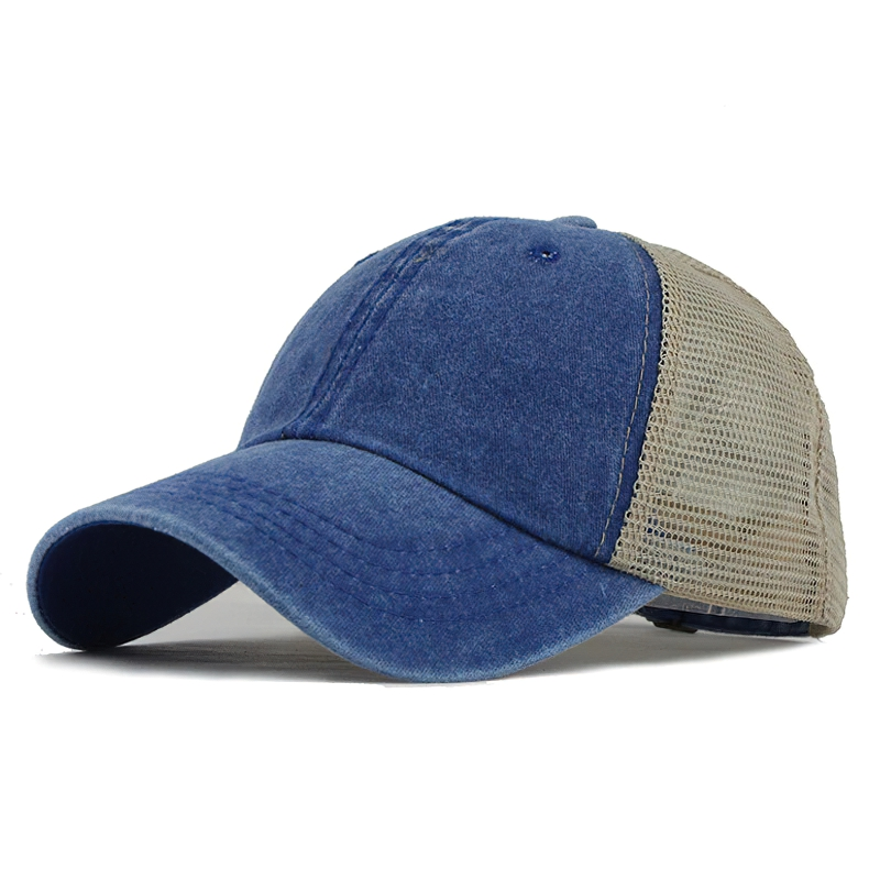 Casual unisex cotton baseball cap in blue and beige, stylish sun hat for all occasions.