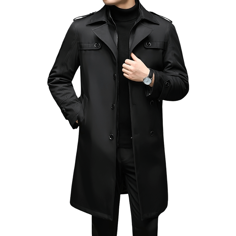 Casual Windbreakers Trench Coat for Men / Fashion Turn Down Collar Solid Male Coat