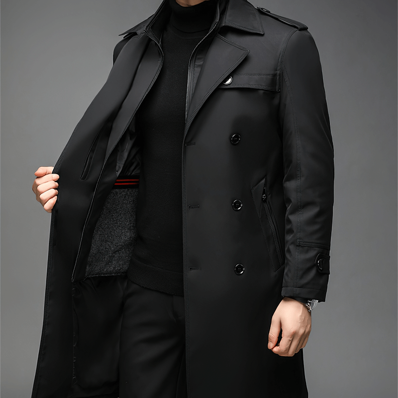 Casual Windbreakers Trench Coat for Men / Fashion Turn Down Collar Solid Male Coat