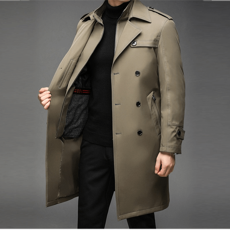 Casual Windbreakers Trench Coat for Men / Fashion Turn Down Collar Solid Male Coat