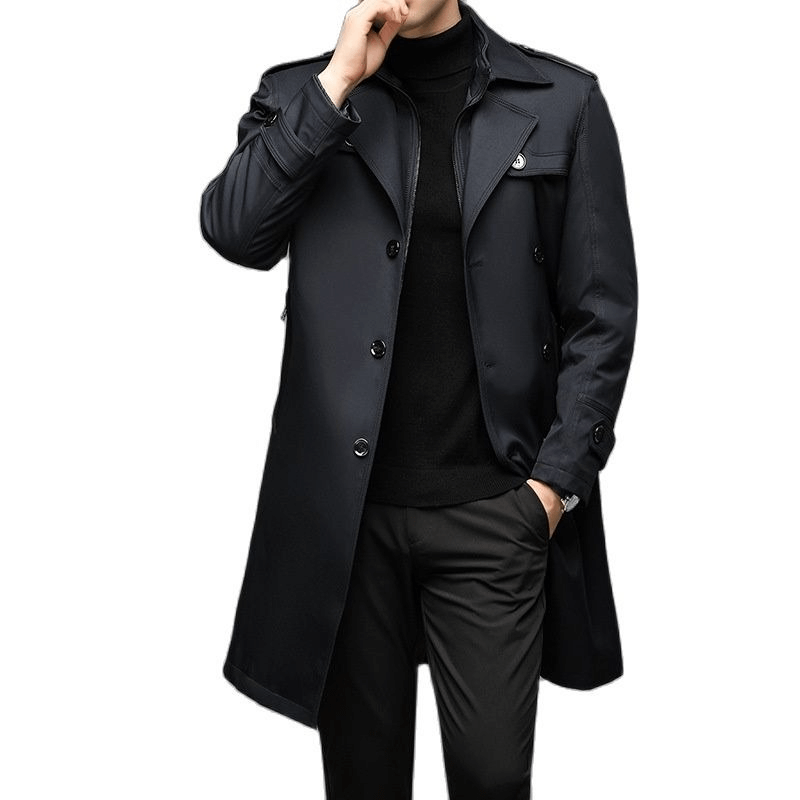 Casual Windbreakers Trench Coat for Men / Fashion Turn Down Collar Solid Male Coat