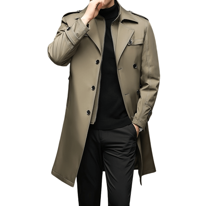 Casual Windbreakers Trench Coat for Men / Fashion Turn Down Collar Solid Male Coat