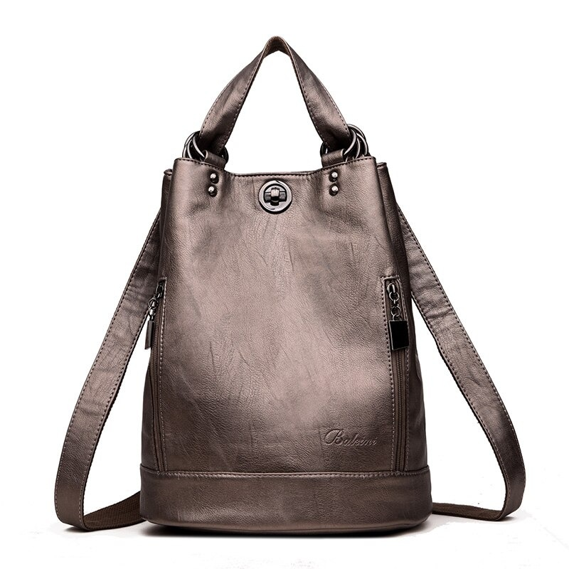 Casual women's PU leather shoulder bag, stylish and practical with zipper pockets, perfect for daily essentials.