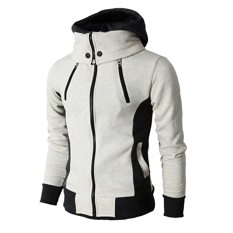 Stylish casual men's hoodie with zippers, perfect slim fit for everyday wear, available in three trendy colors.