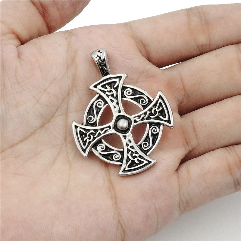 Celtic Solar Cross Pendant Necklace / Zinc Pewter Amulet / Men's And Women's Jewelry - HARD'N'HEAVY