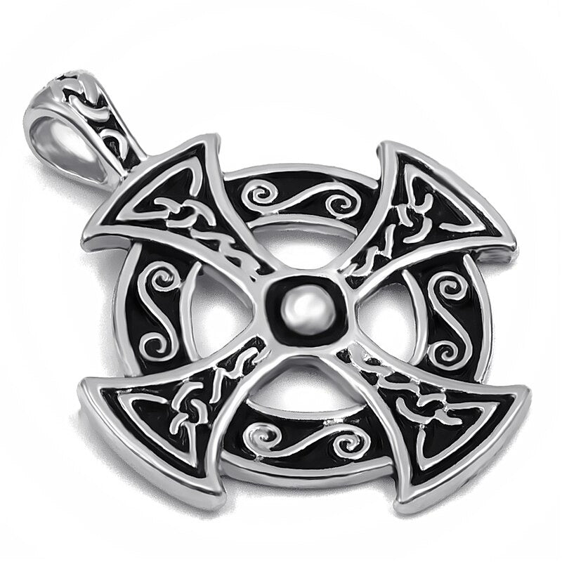 Celtic Solar Cross Pendant Necklace / Zinc Pewter Amulet / Men's And Women's Jewelry - HARD'N'HEAVY
