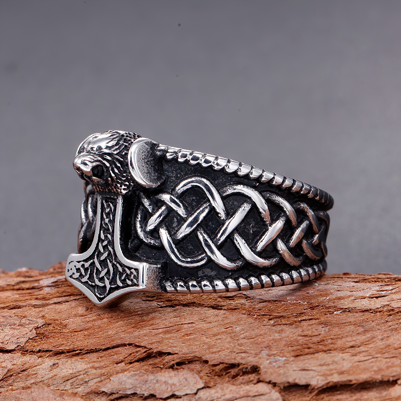 Celtic Thor's Hammer Nordic Ring / Stainless Steel Unisex Amulet Jewellery - HARD'N'HEAVY
