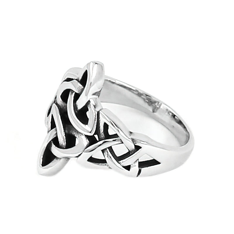 Celtic Viking Nordise stainless steel ring featuring intricate geometric patterns, perfect for festivals and parties.