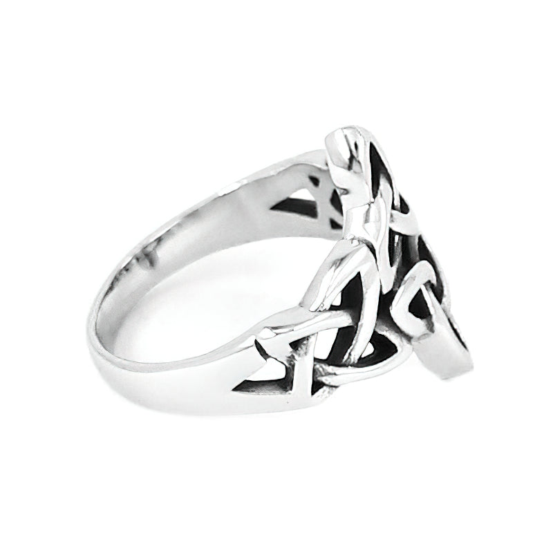 Celtic Viking Nordise Ring in stainless steel with intricate geometric design, perfect for concerts and festivals.