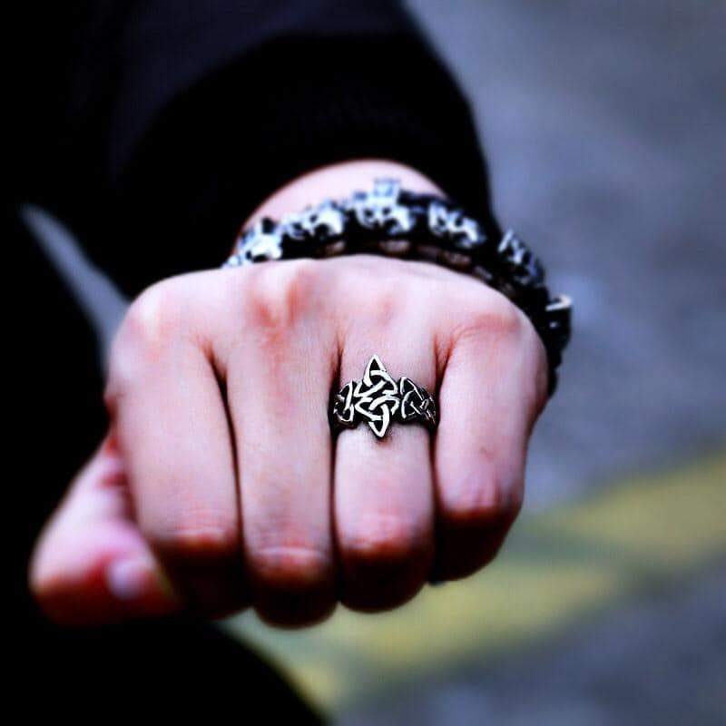 Celtic Viking Nordise Ring showcased on a hand, perfect for festivals and casual outings.