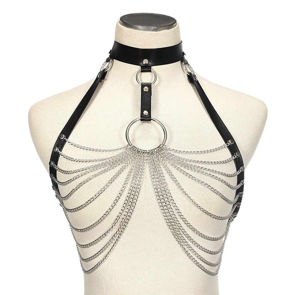 Chain bra top body harness / Chest chain belt / Witch Gothic jewelry accessories - HARD'N'HEAVY