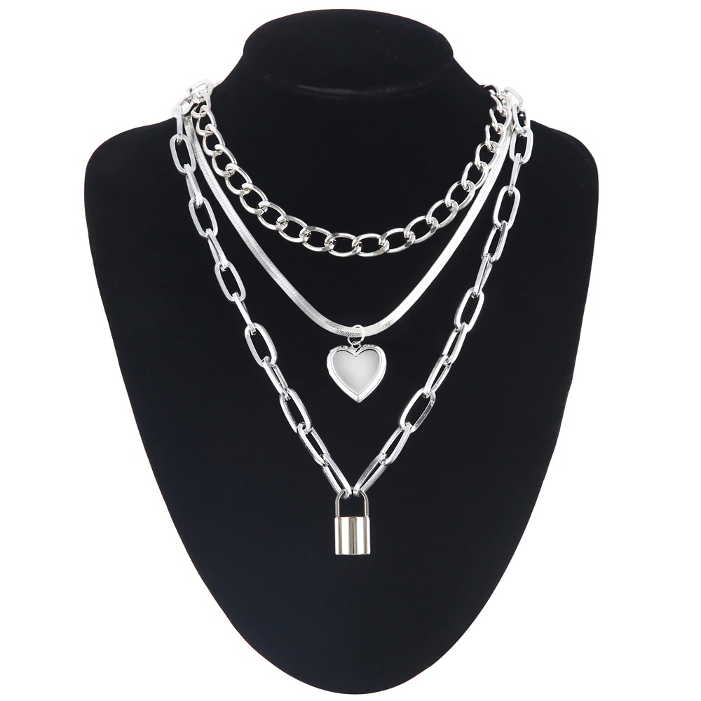 Chain Necklace with Heart for Women / Fashion Aesthetic Layered Necklace - HARD'N'HEAVY