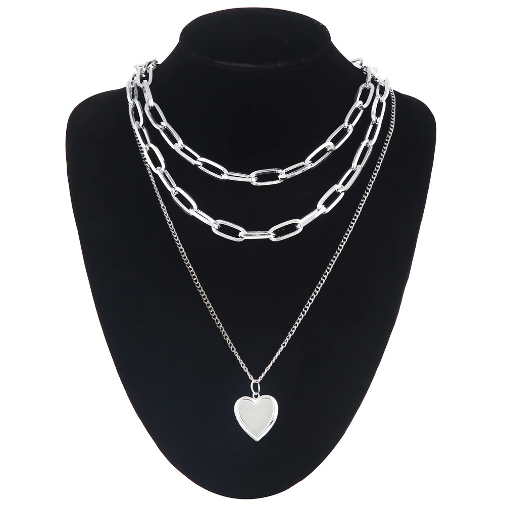 Chain Necklace with Heart for Women / Fashion Aesthetic Layered Necklace - HARD'N'HEAVY